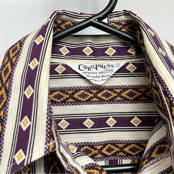 1970s - rare western Aztec pattern shirt - purple and yellow - Picture 4 of 4